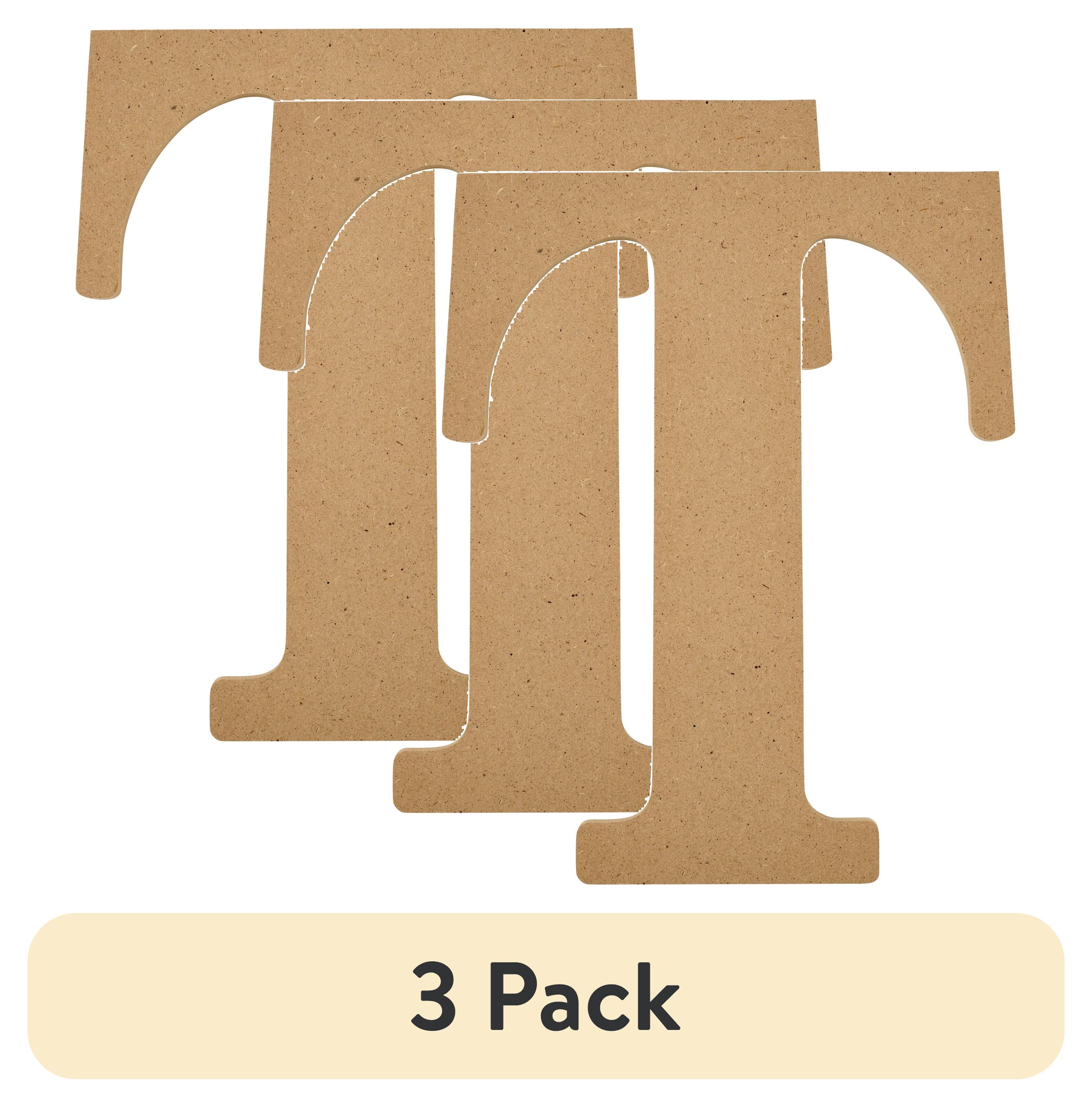 (3 pack) Plaid Unfinished Wood MDF 8" Letter for DIY Arts and Crafts, T
