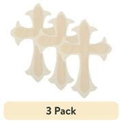 (3 pack) Plaid Unpainted Wood Surface, Large Fleur De Lis Cross Shape, 1 Piece