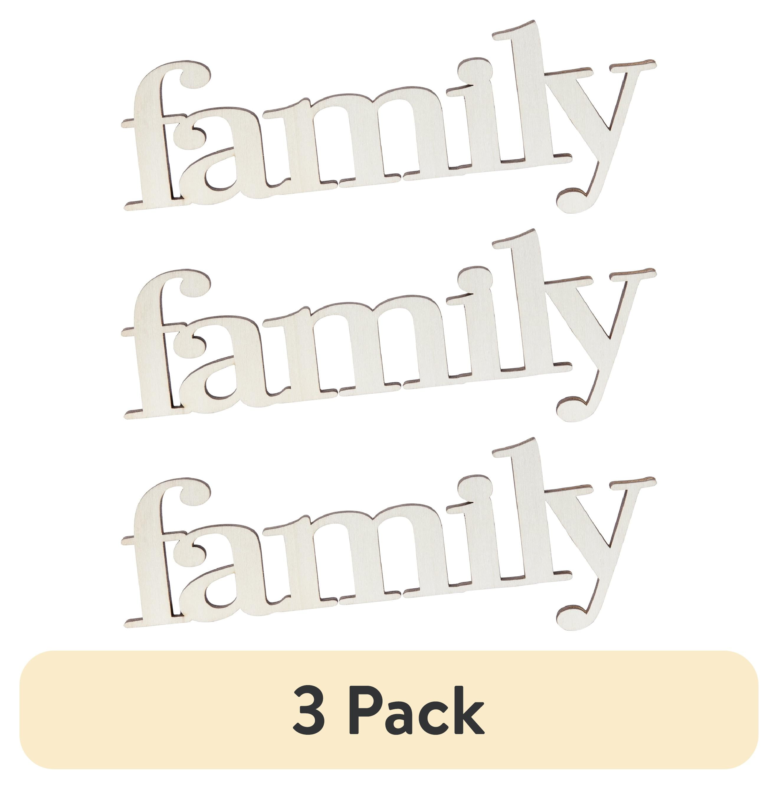 (3 pack) Plaid Wooden Word Surfaces, Family
