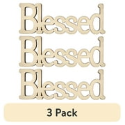 (3 pack) Plaid Unpainted Wood Surfaces, Blessed, 7"