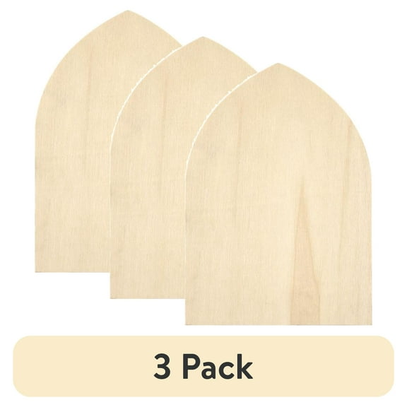 (3 pack) Plaid Wood Surfaces Gothic Arch Plaque, 5" x 7"