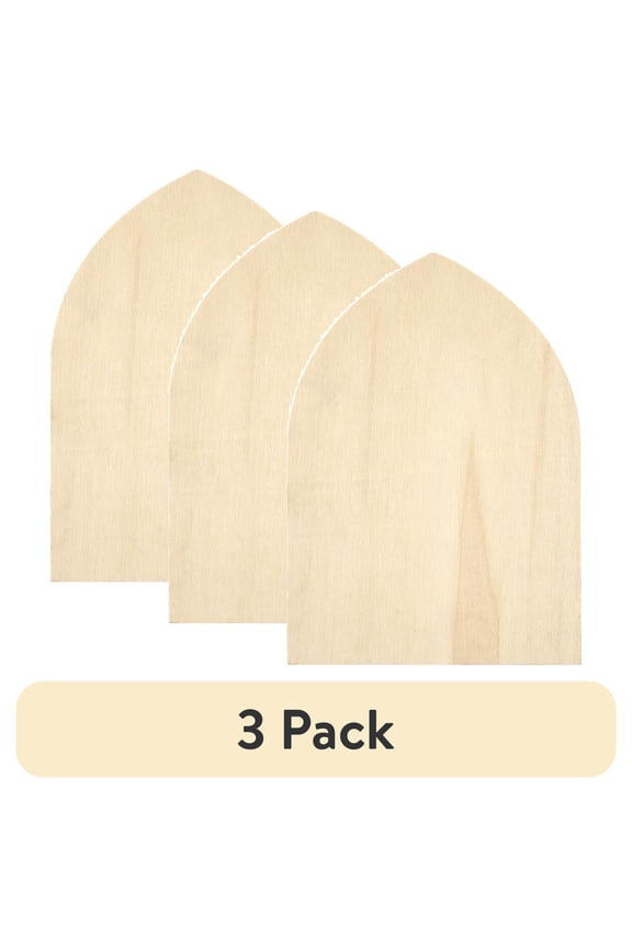 (3 pack) Plaid Wood Surfaces Gothic Arch Plaque, 5" x 7"