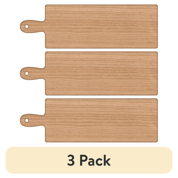 (3 pack) Plaid Wood Surfaces Pine Charcuterie Board, 18" x 7"