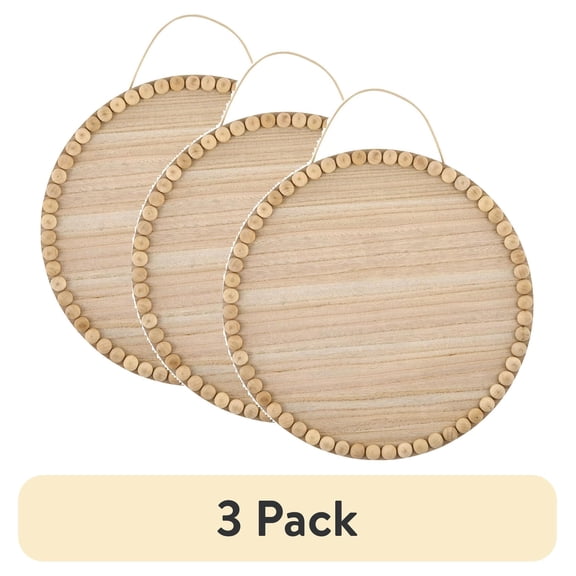(3 pack) Plaid Wood Surfaces Round Beaded Edge Plaque, 15"
