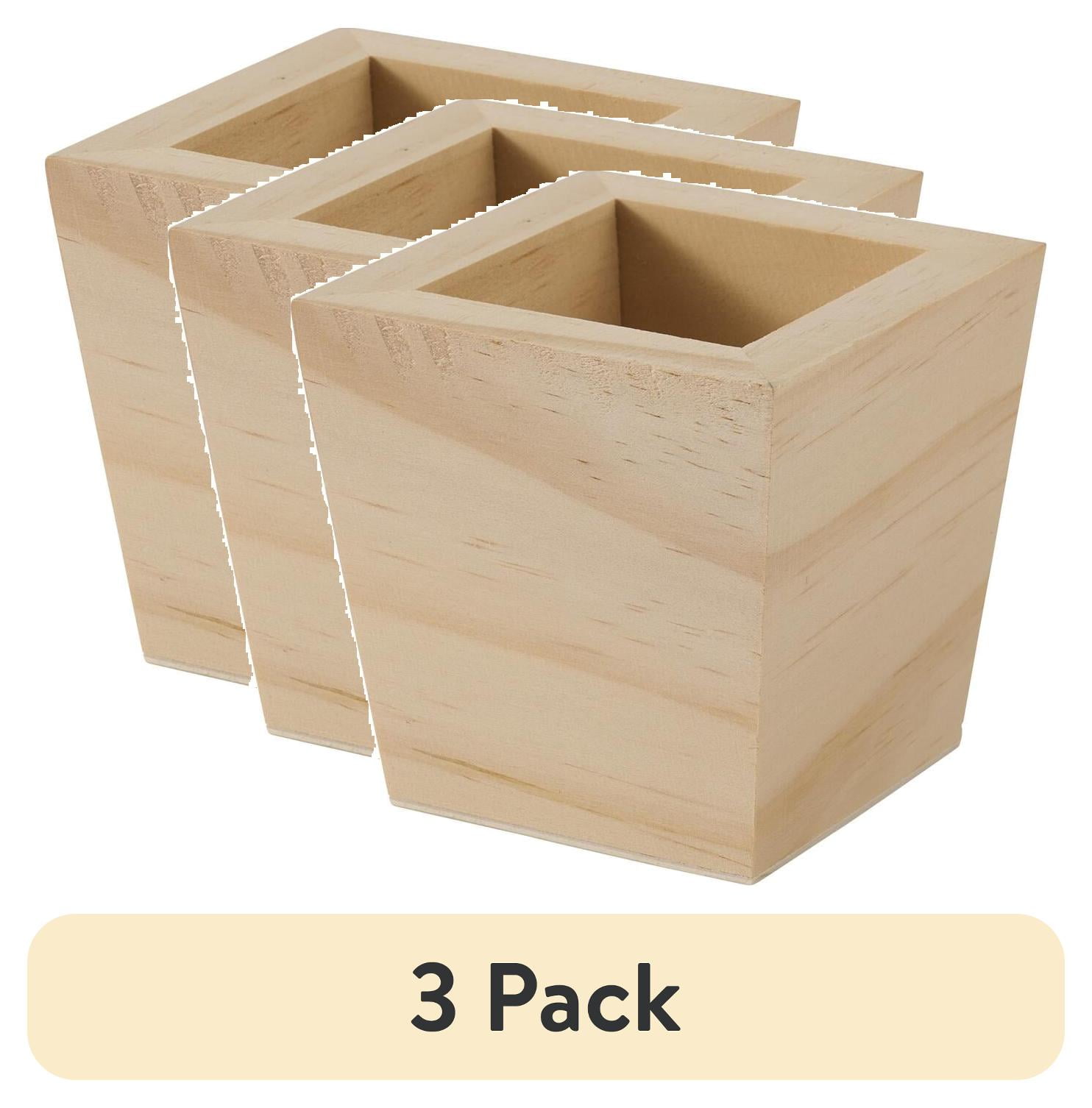(3 pack) Plaid Wood Surfaces Square Planter, 3" x 3" x 3"