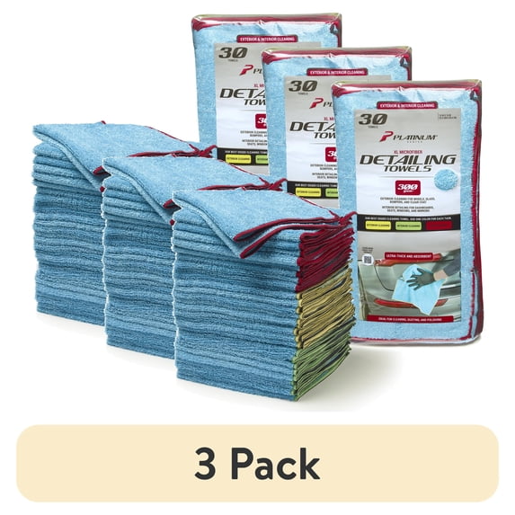 (3 pack) Platinum Series XL Multi-Purpose Microfiber Towels, Detailing Towels, 30 Pack