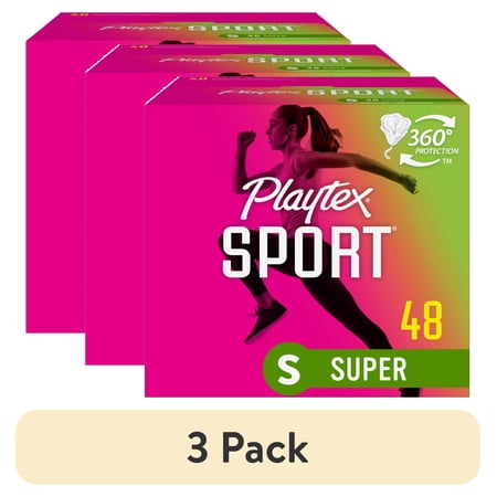(3 pack) Playtex Sport Tampons, Unscented, Super (48 Count)