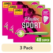 3 pack Playtex Sport Tampons, Unscented, Super 48 Count