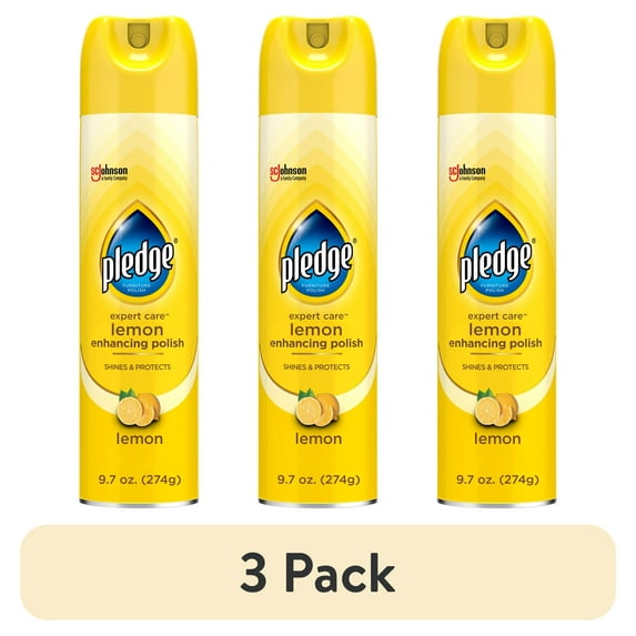 (3 pack) Pledge® Expert Care™, Wood Polish Shines and Protects, Lemon Enhancing, Aerosol, 9.7 oz.