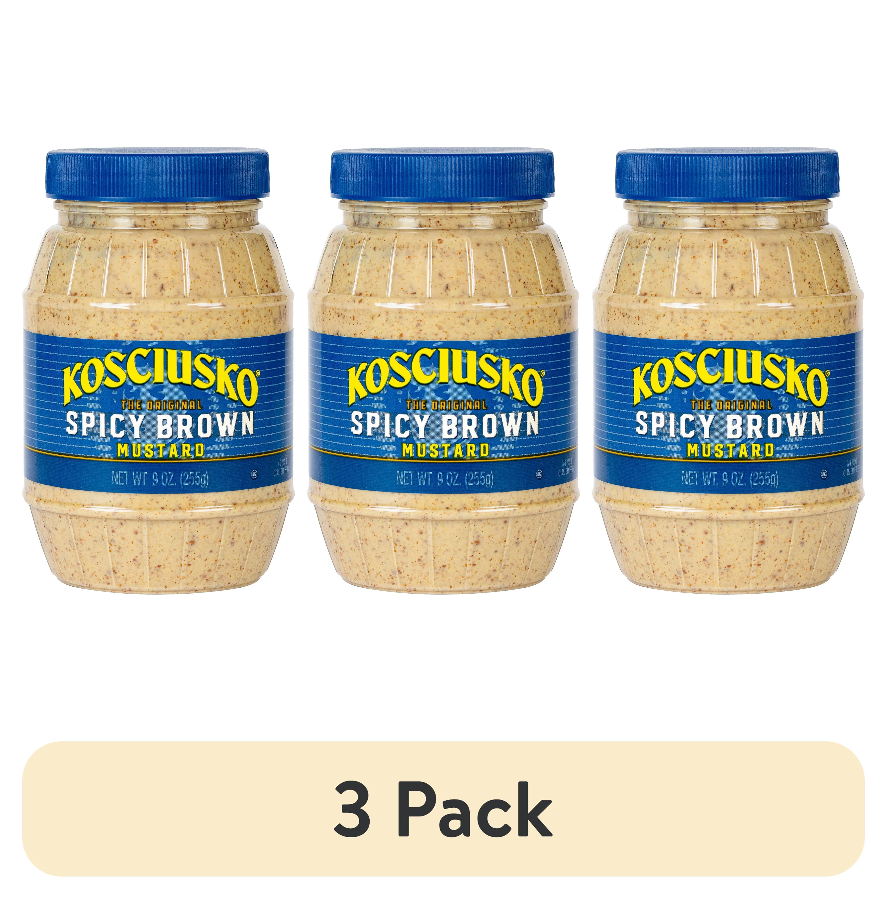 (3 pack) Kosciusko Original Spicy Brown Mustard, 9 fl oz