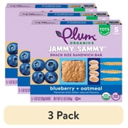 3 pack Plum Organics  Tots Jammy Sammy  Snack Size Sandwich Bar Blueberry + Oatmeal 5-Count Box/1.02oz Bars