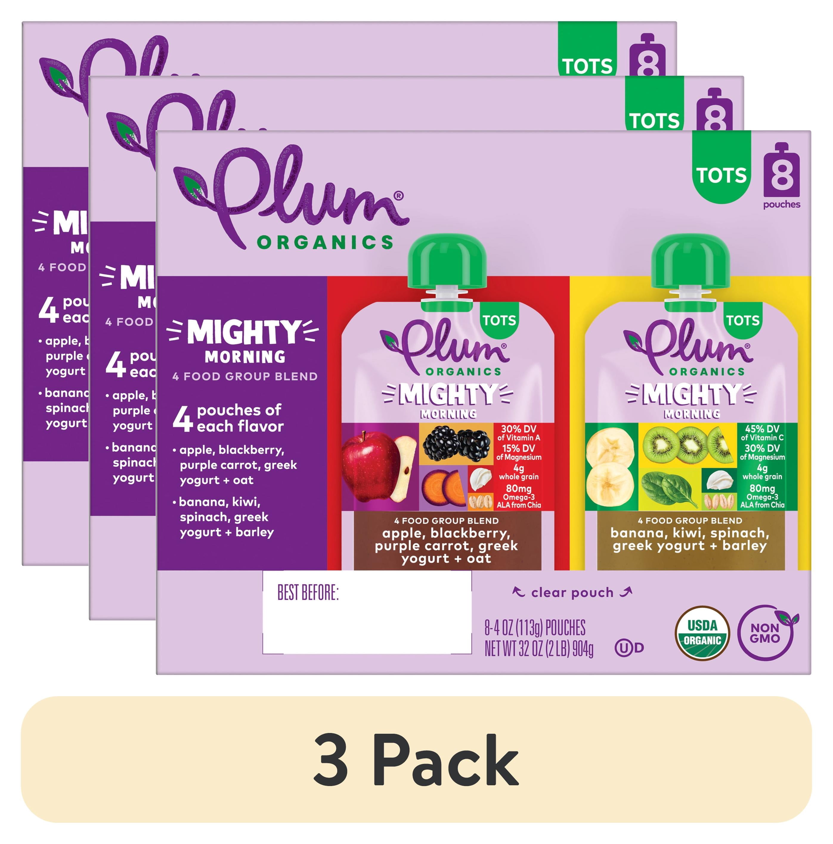 (3 pack) Plum Organics Tots Mighty Morning 4 Food Group Blend Variety 4oz Pouch-8-Pack