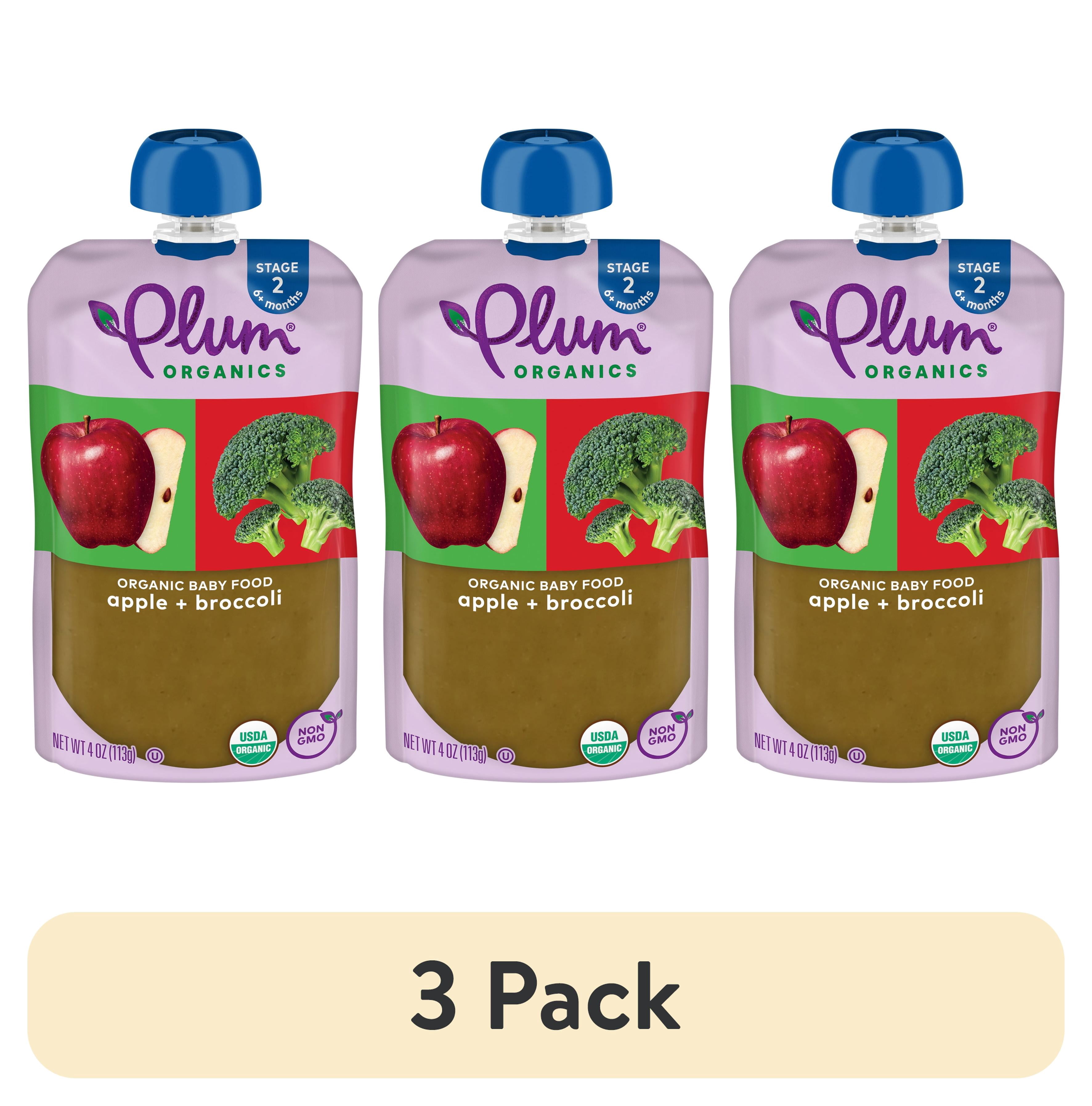 (3 pack) Plum Organics® Stage 2 Organic Baby Food Apple + Broccoli 4oz Pouch