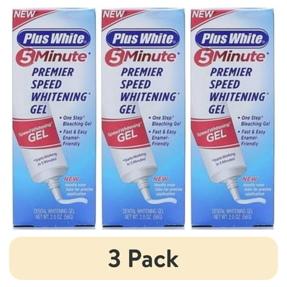 (3 pack) Plus White Speed Whitening Gel - 5 Minute Results - Professional at Home Teeth Whitening w/Dentist Approved Ingredient & Tooth Stain Remover (2 oz)