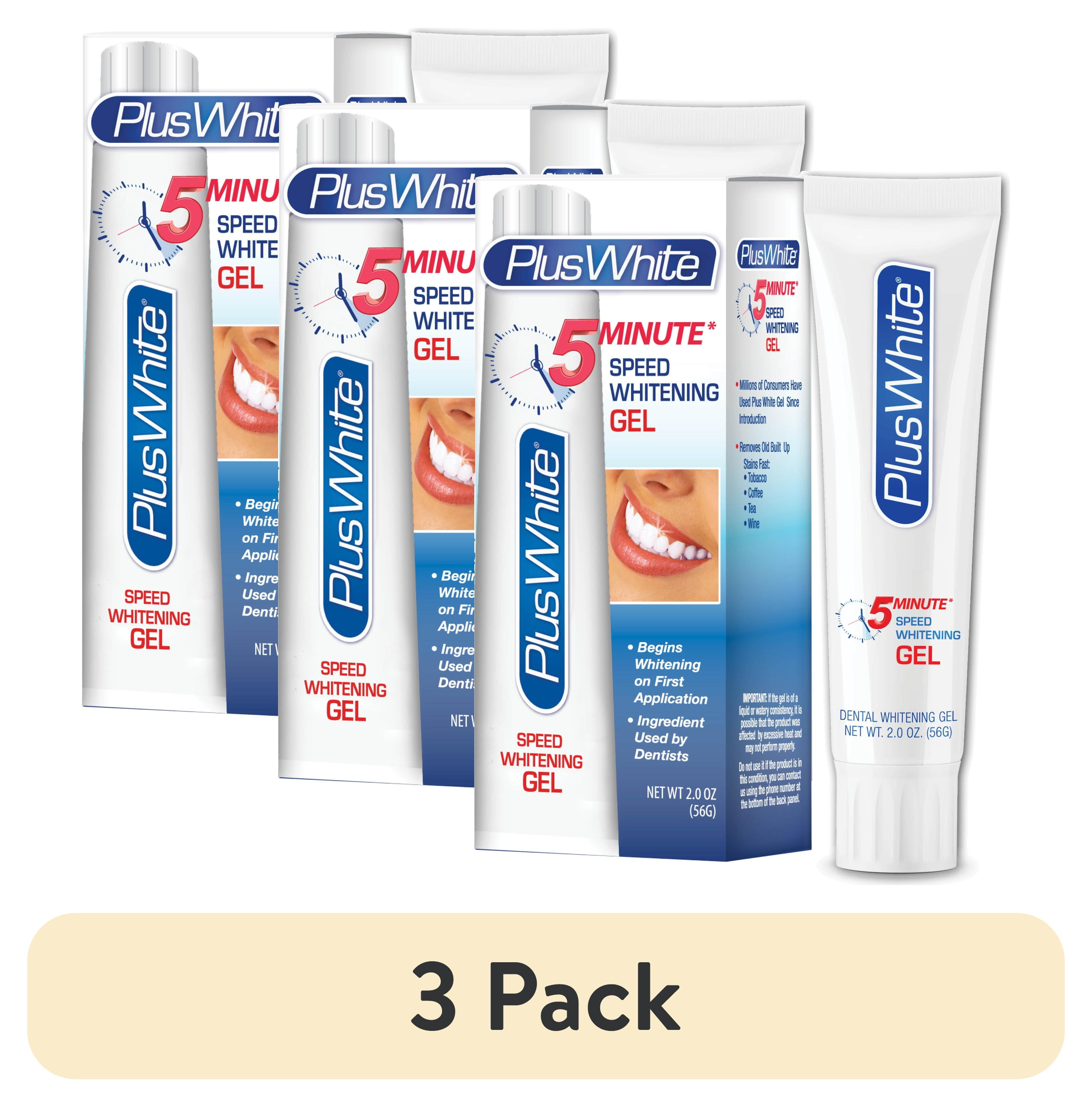 3 pack) Plus White 5 Minute Speed Teeth Whitening Gel, Teeth Stain