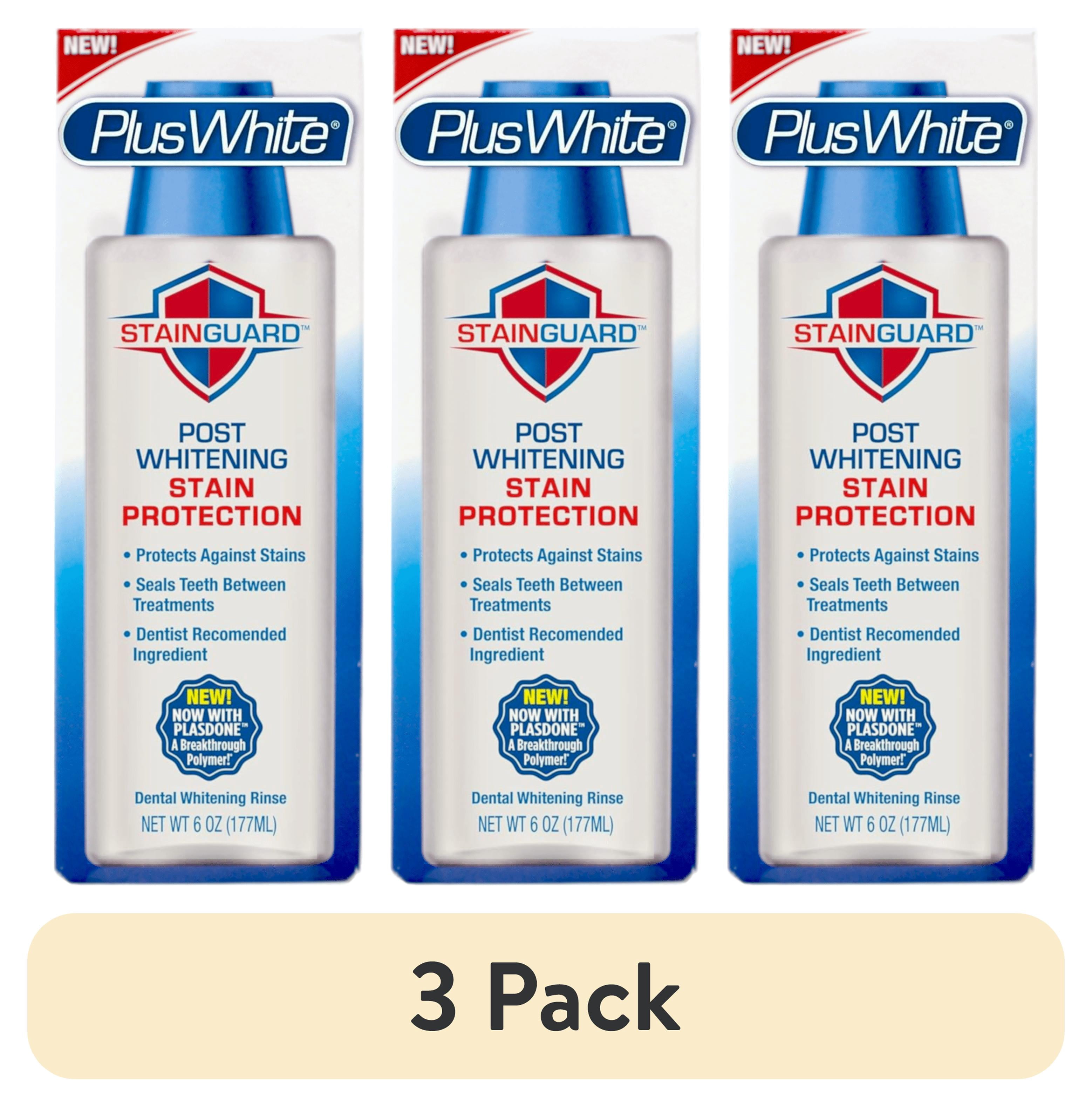(3 pack) Plus White Post Whitening Stain Rinse - Protects Against Smoking, Wine, & Coffee - Dentist Recommended Whitening Teeth Rinse, 6 oz
