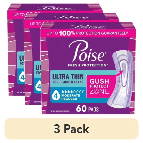 Poise Ultra Thin Incontinence/Bladder Control Pads, Moderate Absorbency