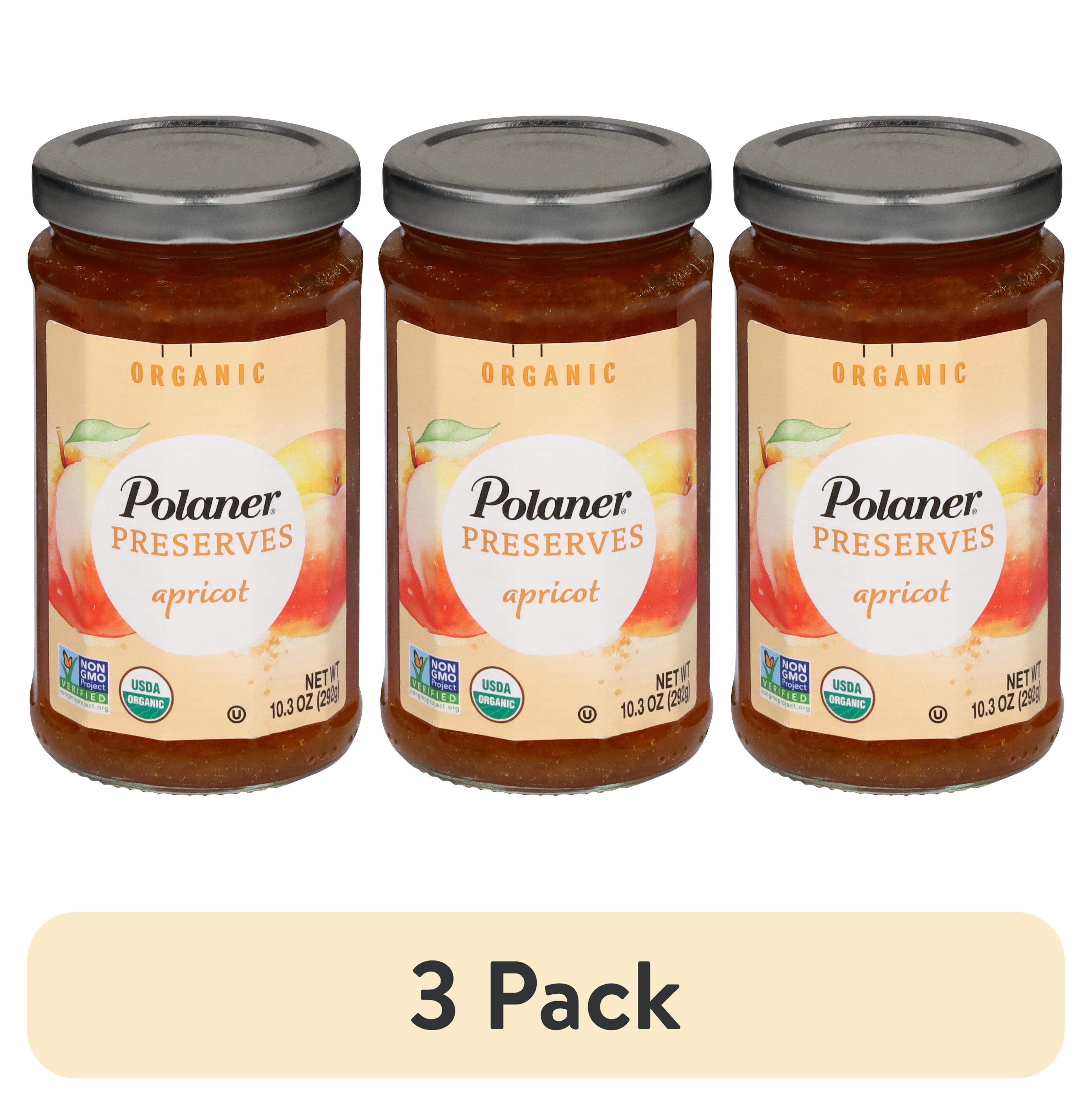 (3 pack) Polaner Organic Apricot Preserves, Fruit Spread, Non-GMO, Gluten Free, 10.3 oz Jar