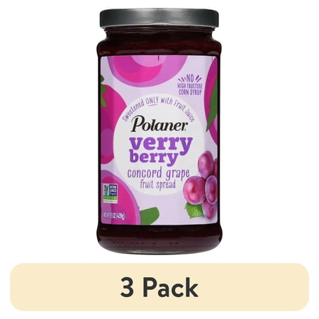 (3 pack) Polaner Verry Berry Concord Grape Fruit Spread, 15.5oz Jar