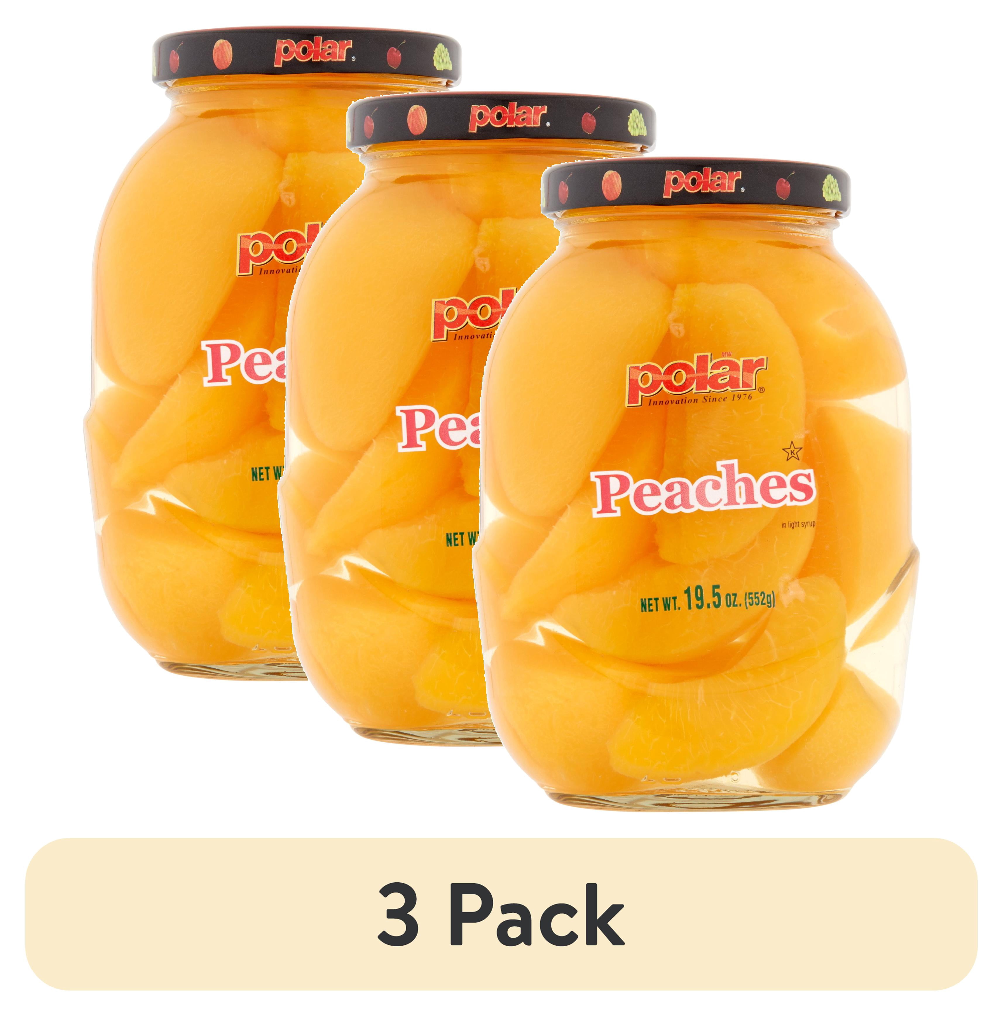 (3 pack) Polar Sliced Peaches in Light Syrup, 20 oz Glass Jar