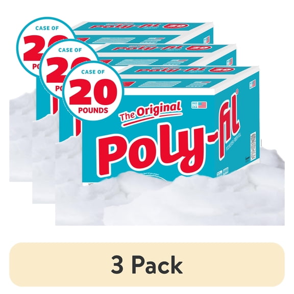 (3 pack) Poly-Fil Polyester Fiberfill Stuffing, 20lb Box, Bulk, by Fairfield