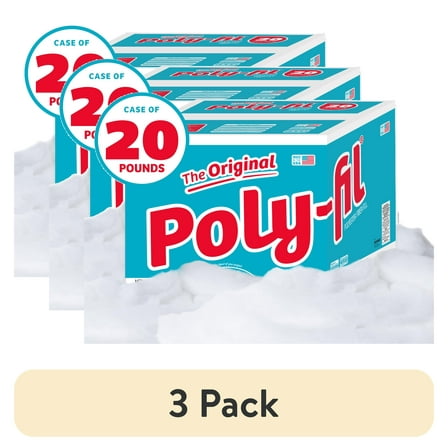 (3 pack) Poly-Fil Polyester Fiberfill Stuffing, 20lb Box, Bulk, by Fairfield
