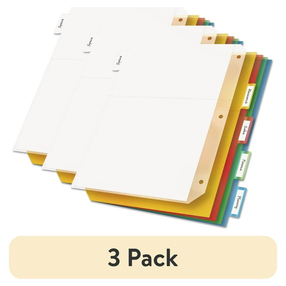 (3 pack) Cardinal 84009 11 in. x 8-1/2 in. Letter Poly Ring Binder Pockets - Assorted Colors (5/Pack)