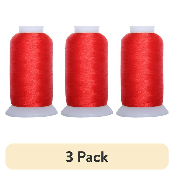 (3 pack) Polyester Machine Embroidery Thread by Threadart - No. 1037 - Foxy Red - 1000M - 220 Colors