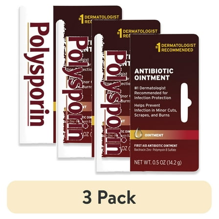 (3 pack) Polysporin First Aid Topical Antibiotic Ointment, Travel Size, 0.5 oz