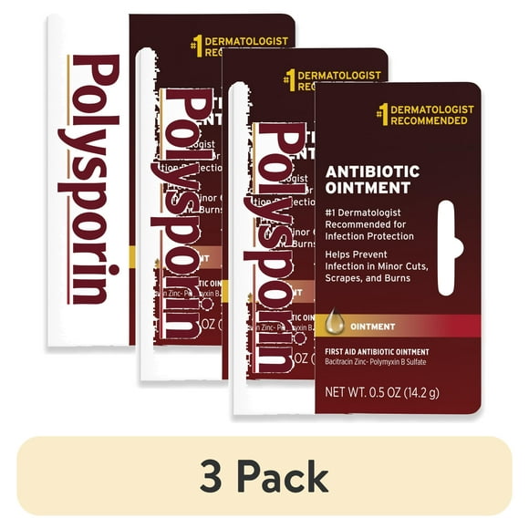 (3 pack) Polysporin First Aid Topical Antibiotic Ointment, Travel Size, 0.5 oz