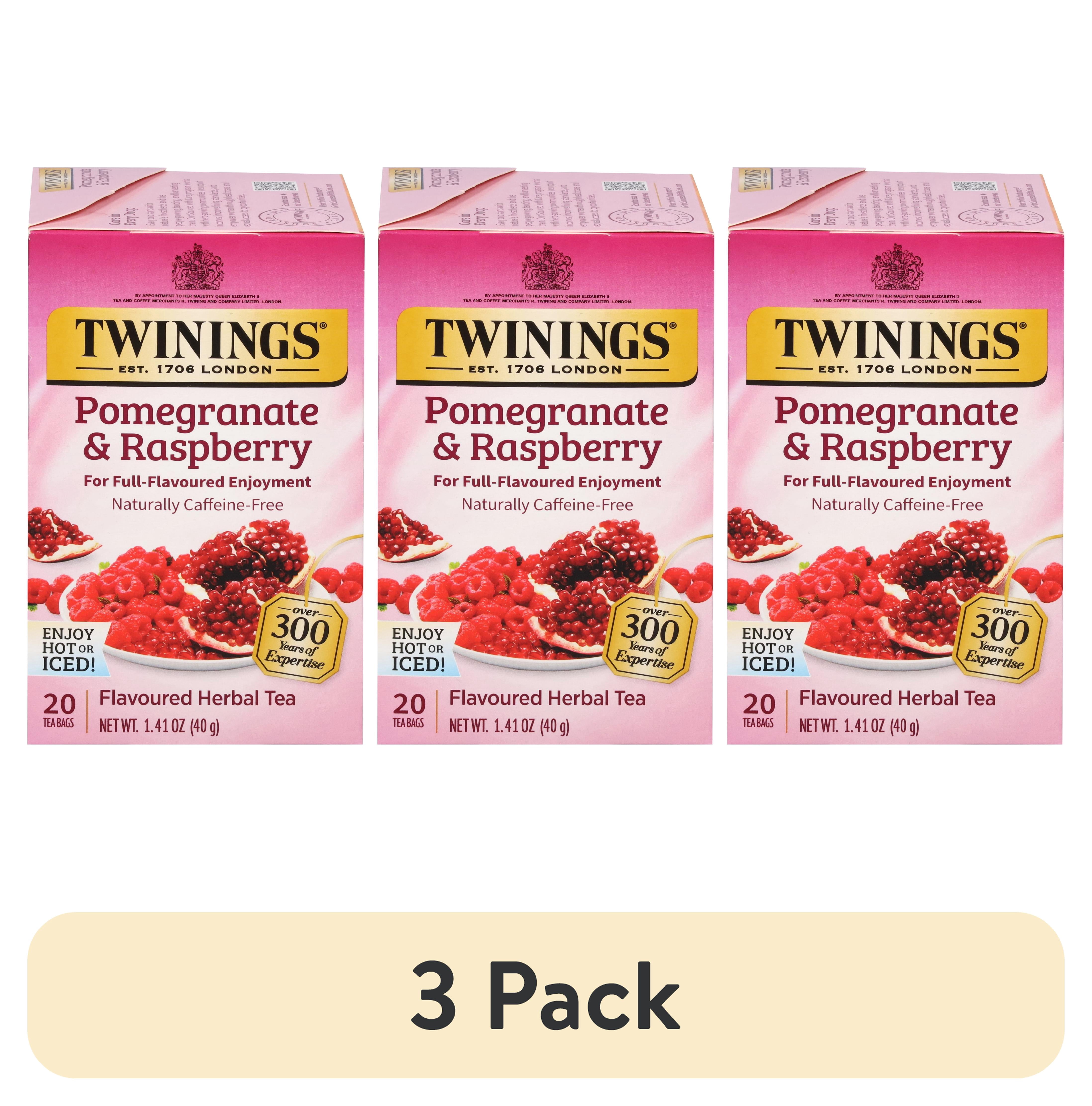 (3 pack) Twinings Pomegranate & Raspberry Herbal Tea Bags, Naturally Caffeine Free, 20 Count
