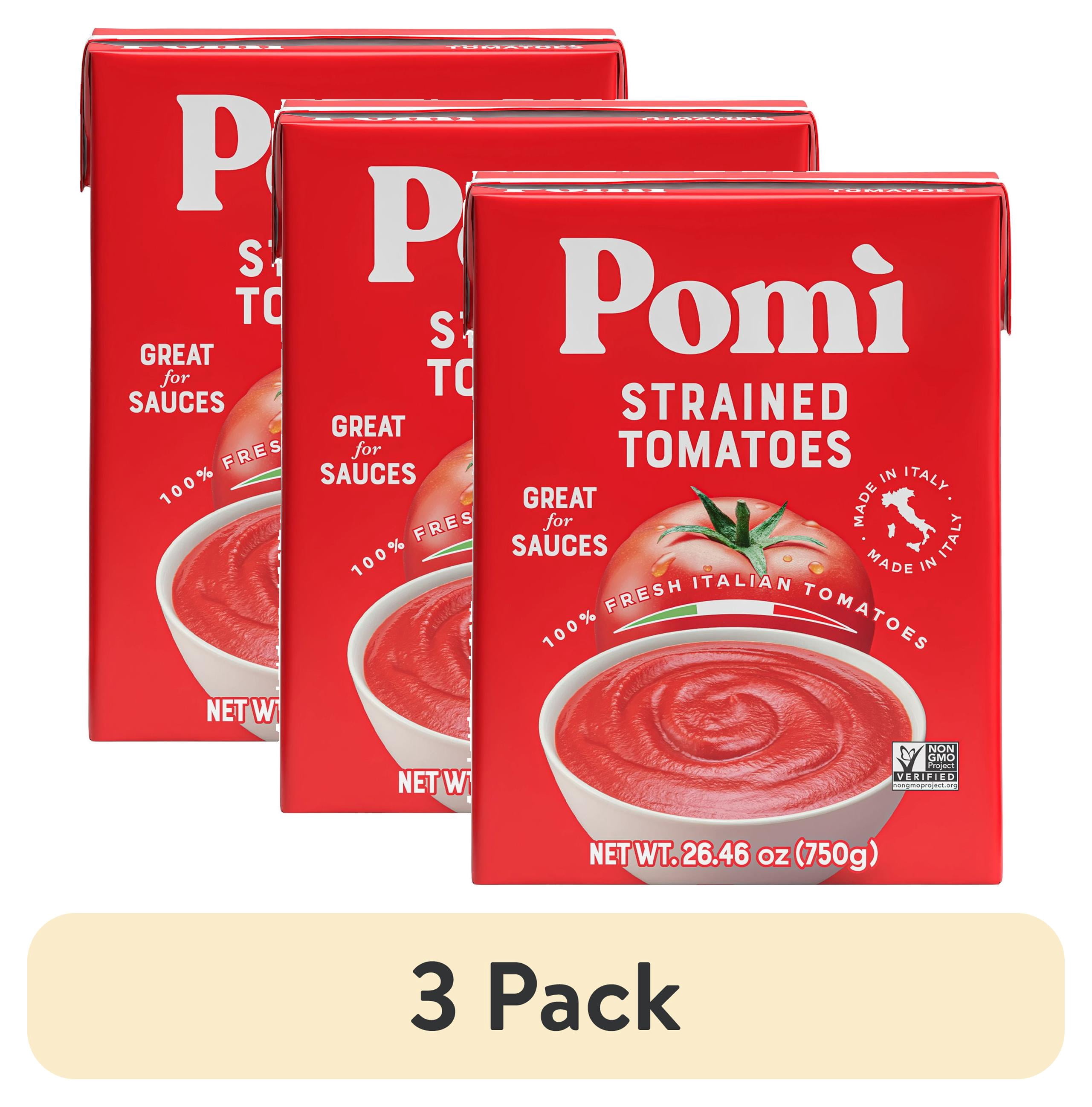 (3 pack) Pomi Strained Tomatoes, 26.46 oz, 1/4 Cup per serving, 12 servings per Container