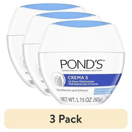 (3 pack) POND'S Crema S Nourishing Face Moisturizer for Women, Travel Size, 1.75 oz