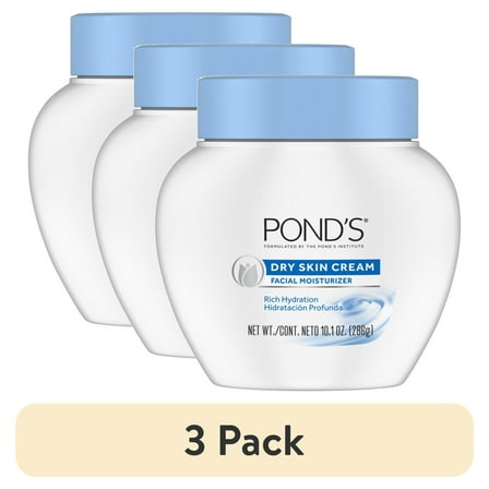 (3 pack) POND’S Dry Skin Cream, Moisturizing Face Cream for Deep Hydration, 10.1 oz