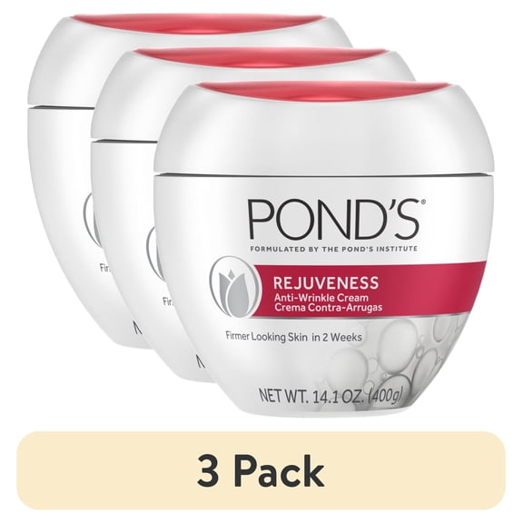 (3 pack) POND’S Rejuveness Face Cream, Anti-Aging Moisturizer with Collagen, AHAs & Vitamin E – 14.1 oz