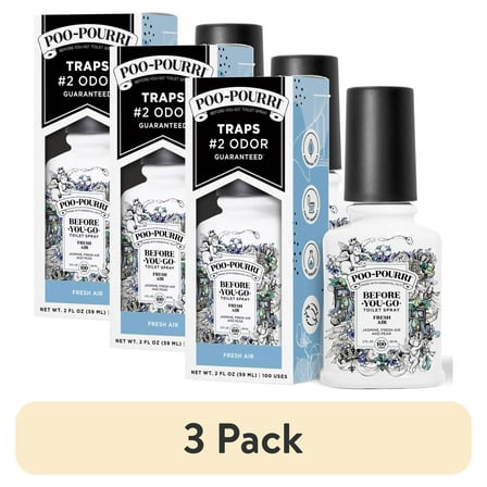 (3 pack) Poo~Pourri Fresh Air, Jasmine + Fresh Air + Pear, Before-You-Go Toilet Spray, 2 Oz