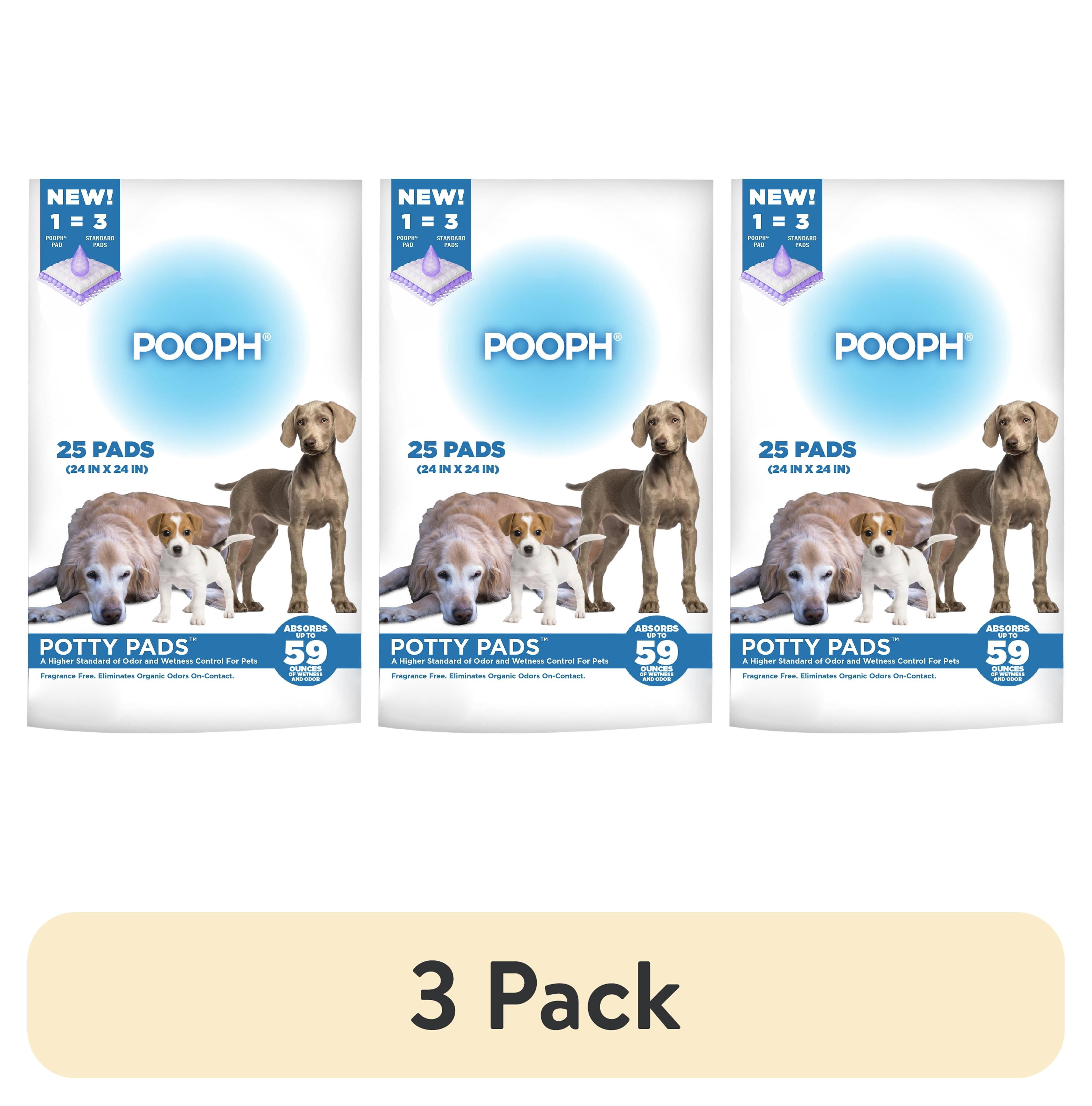 (3 pack) Pooph Potty Pads, 25 Count, Fragrance-Free, No Harsh Chemicals