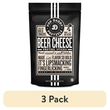 (3 pack) Pop Daddy Pretzels Beer Cheese Flavored Pretzel Sticks 7.5 oz