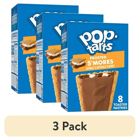 (3 pack) Pop-Tarts Frosted S'mores Toaster Pastries, Breakfast Foods, Shelf-Stable, 13.5 oz (8 Count)