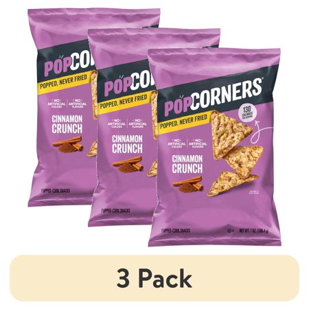 (3 pack) PopCorners No Artificial Colors or Flavors Cinnamon Crunch Popped Corn Chips Bag, 7 oz