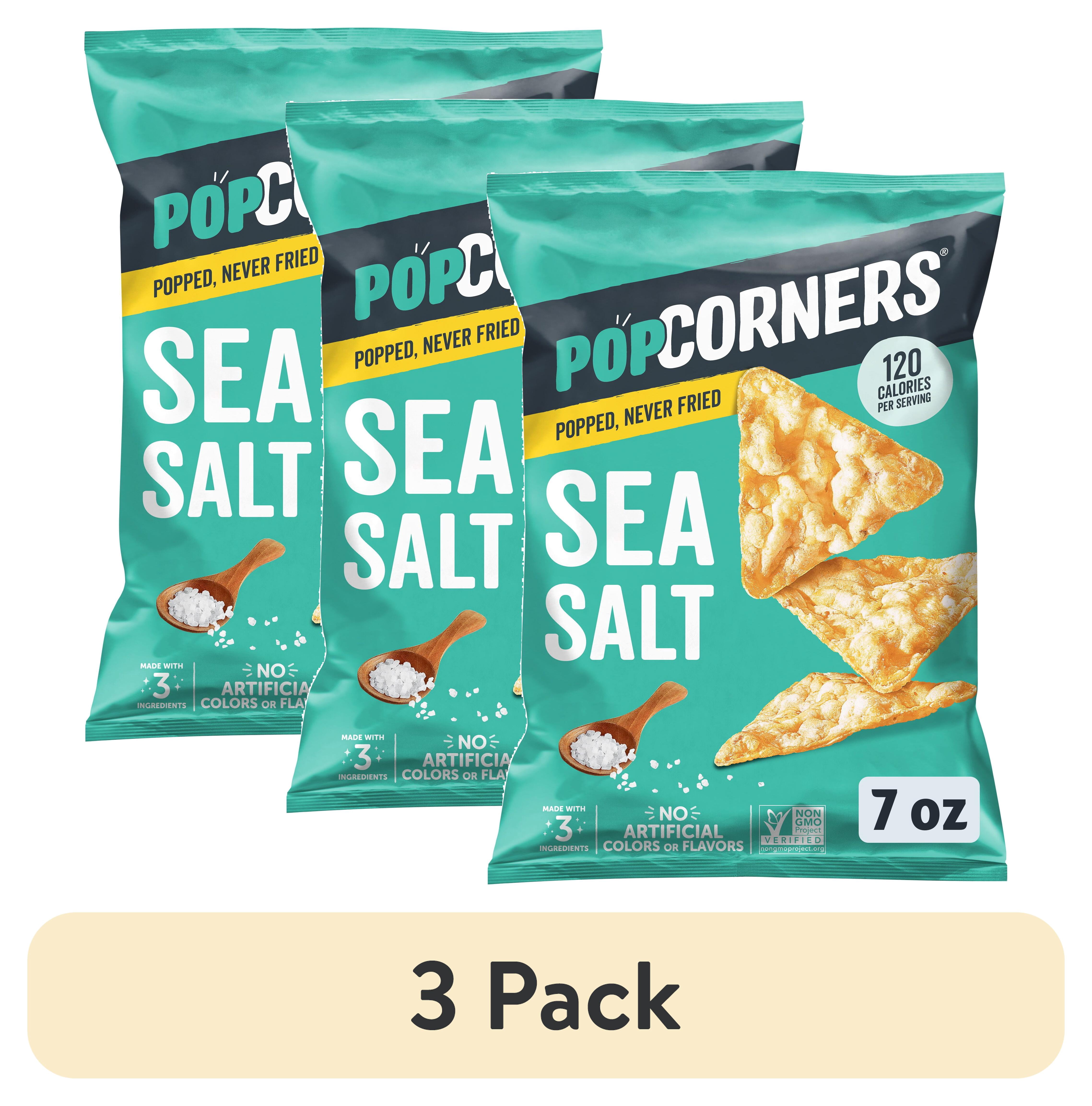 (3 pack) PopCorners No Artificial Colors or Flavors Sea Salt Popped Corn Chips Bag, 7 oz​