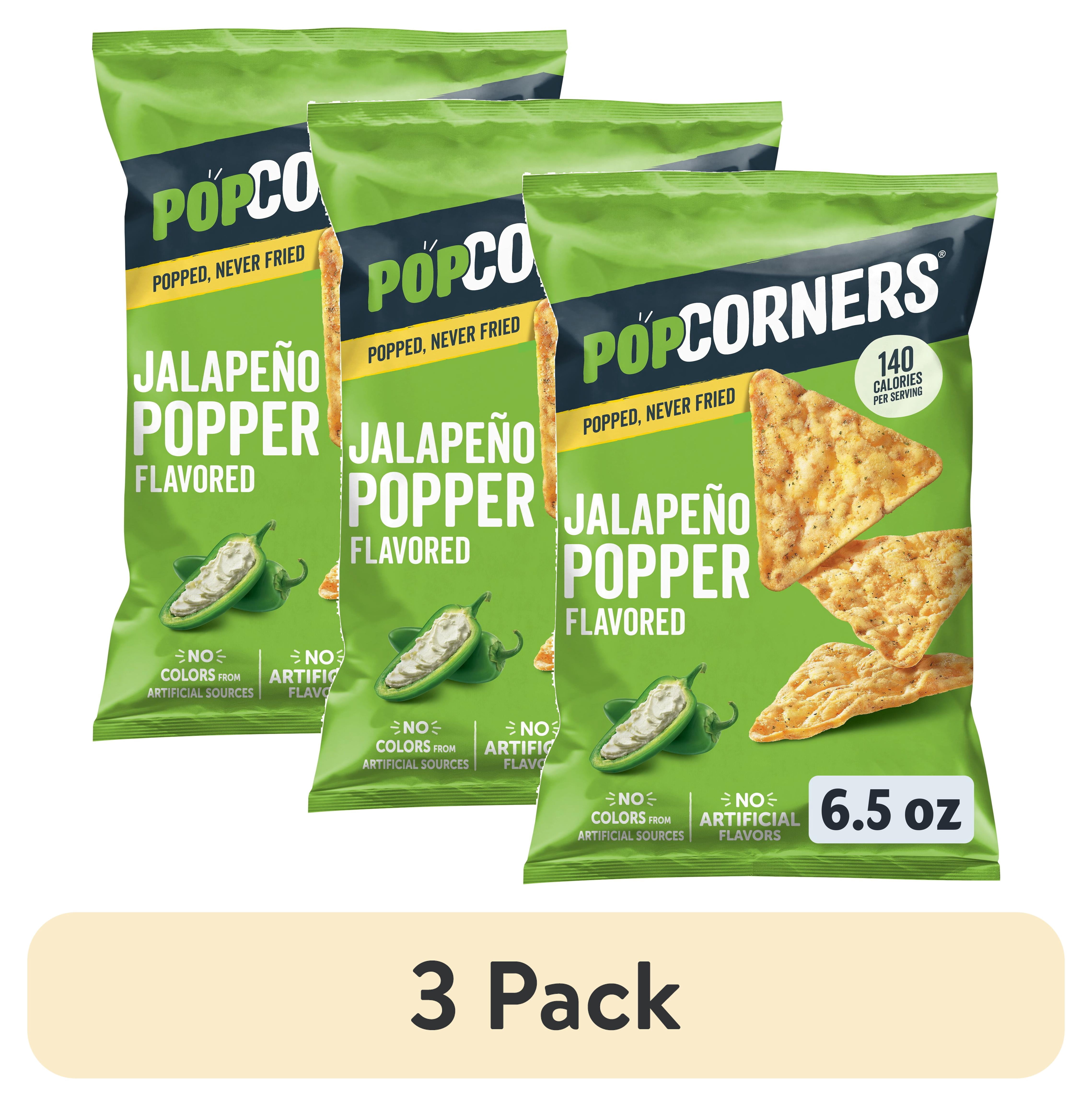 (3 pack) PopCorners No Artificial Colors or Flavors Jalapeno Popper Popped Corn Chips Bag, 6.5 oz​