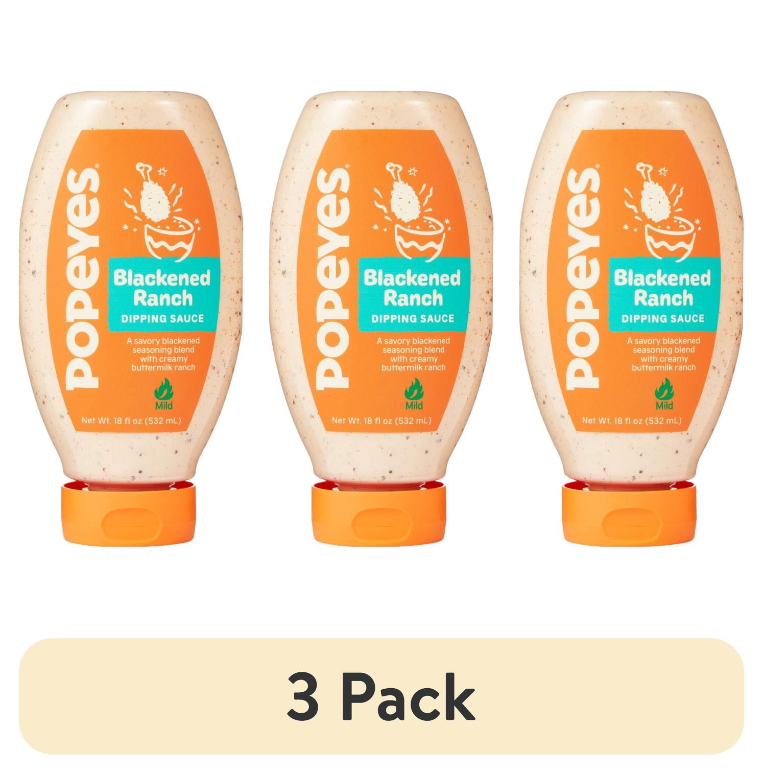 (3 pack) Popeyes Louisiana Kitchen Blackened Ranch Dipping Sauce, 18 oz Bottle