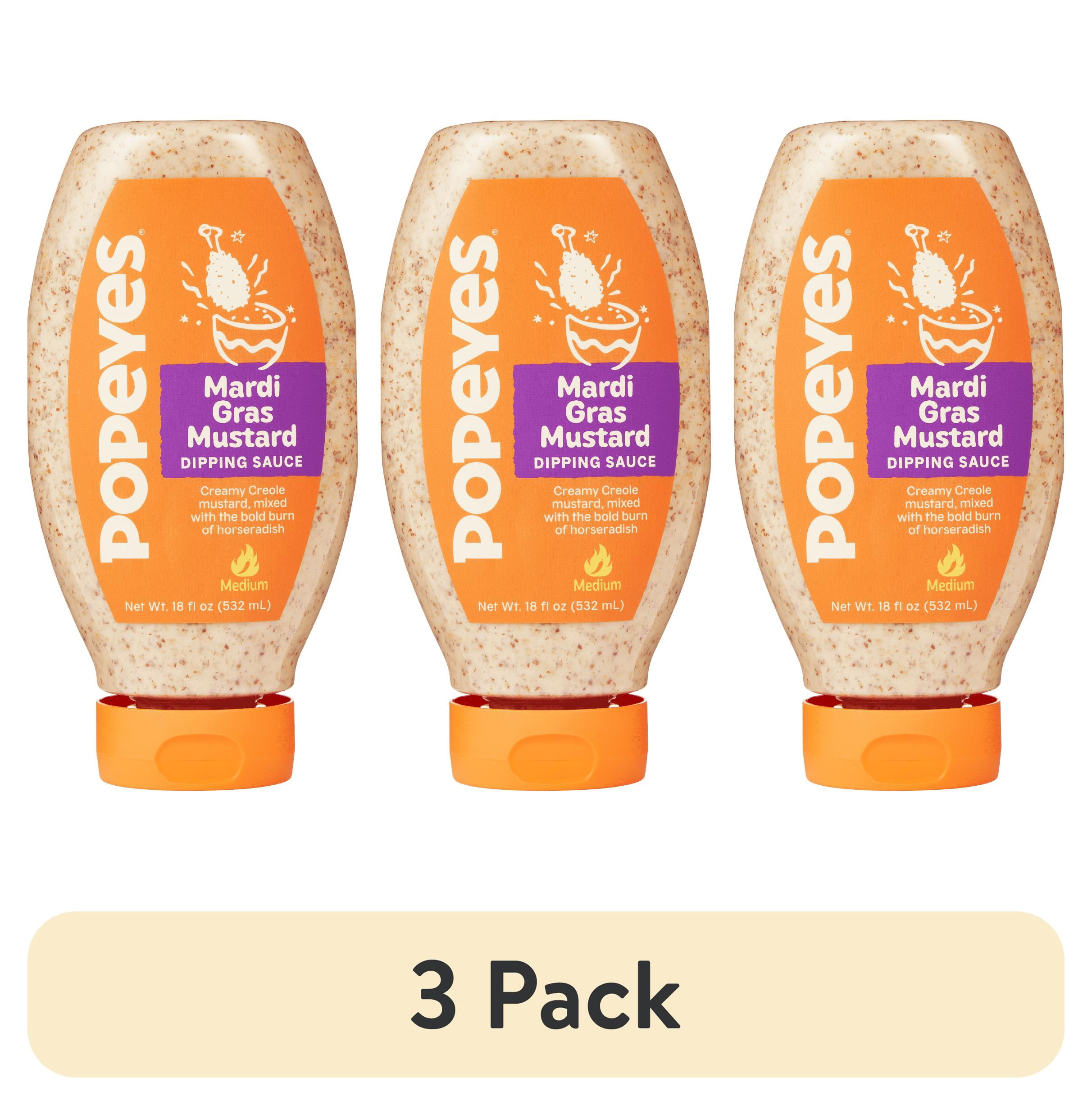 (3 pack) Popeyes Louisiana Kitchen Mardi Gras Mustard Dipping Sauce, 18 oz Bottle