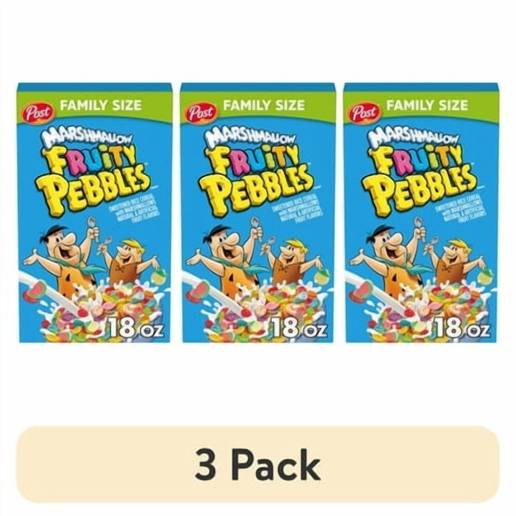 (3 pack) Fruity PEBBLES Marshmallow Gluten Free Breakfast Cereal, 18 oz Box