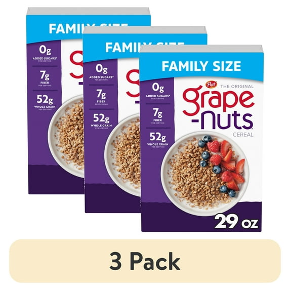 (3 pack) Post Grape Nuts Original Breakfast Cereal, Crunchy Breakfast Cereal 29 oz Box