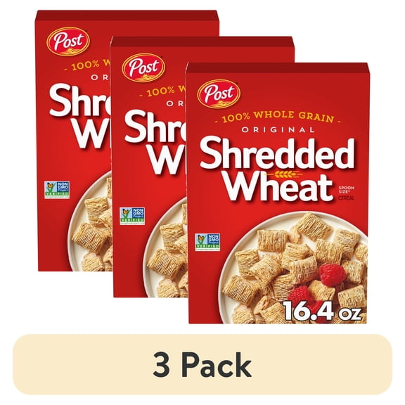 Post Spoon Size Shredded Wheat, Whole Grain Breakfast Cereal, High Fiber, Kosher, Crunchy 16.4oz Box