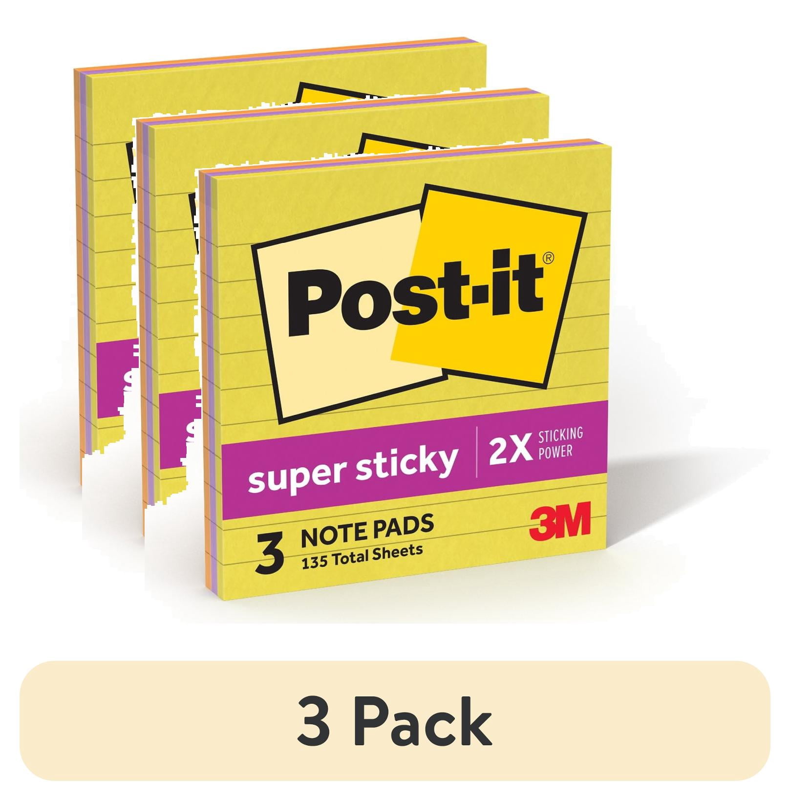 (3 pack) Post-it Notes, 4 in x 4 in, Assorted Brights, 3 Pads