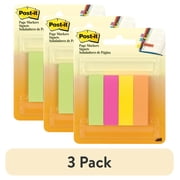 (3 pack) Post-it Page Markers, Assorted Colors , 1/2 x 2, 4 Pads