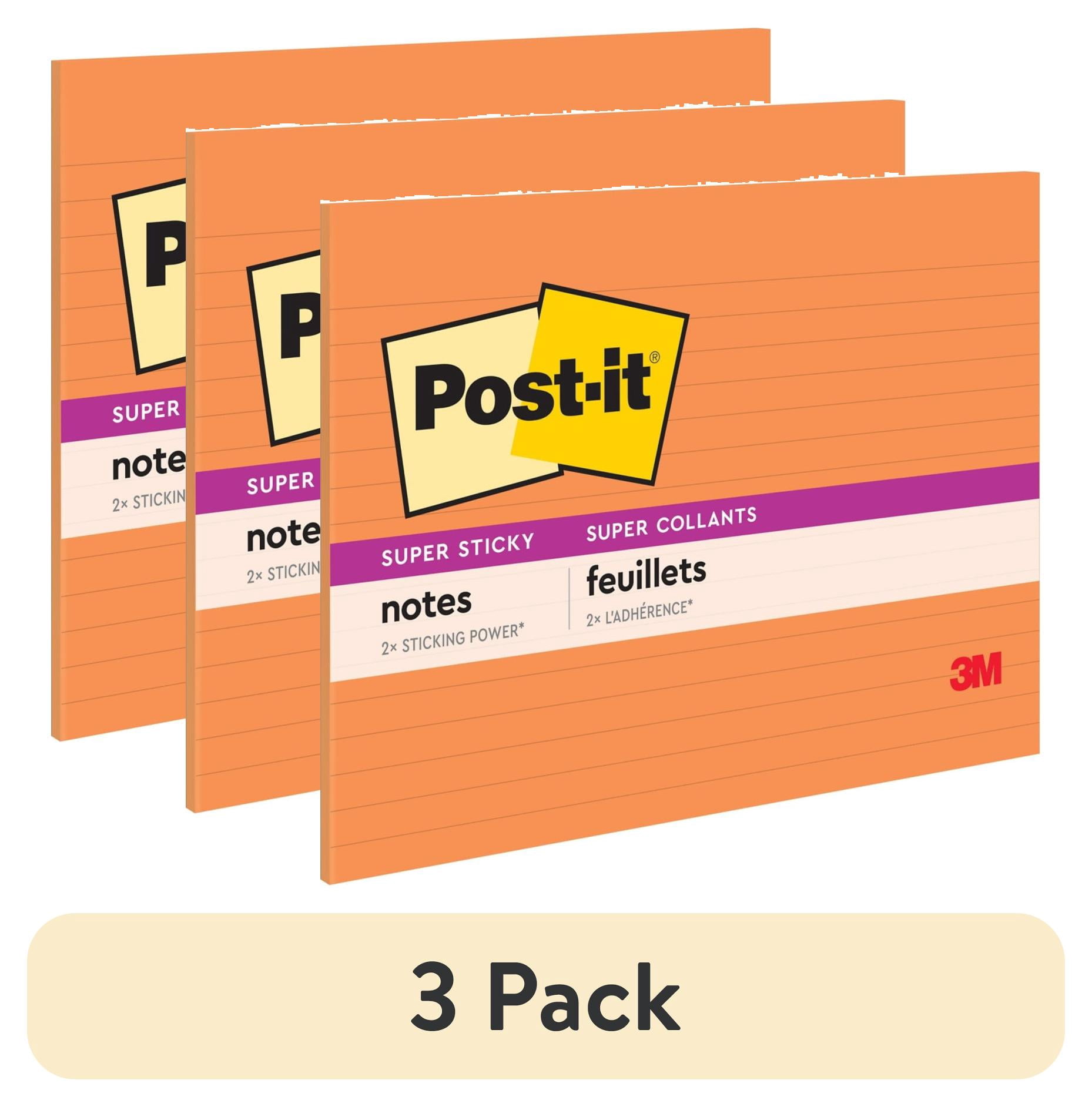 (3 pack) Post-it Super Sticky Notes, Lined, 6 in x 8 in, Orange, 1 Pad